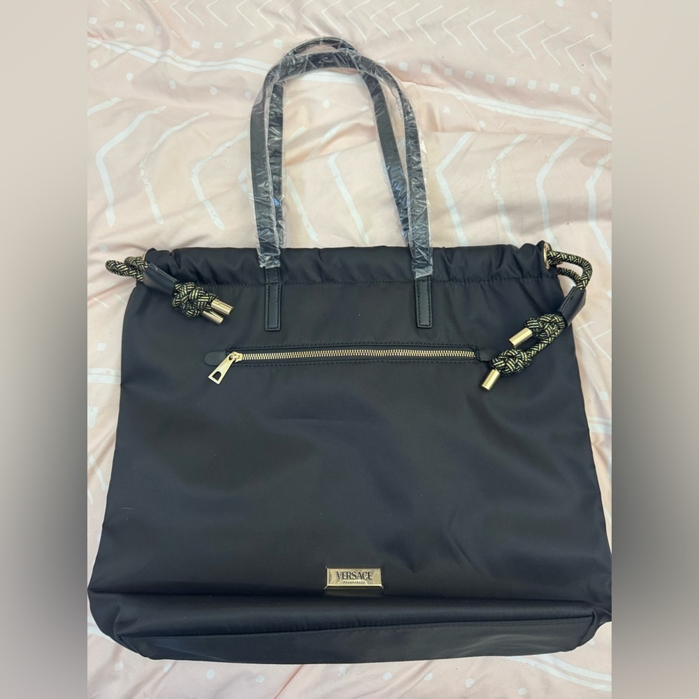 Versace Black Tote with Gold Accents - Picture 2 of 4